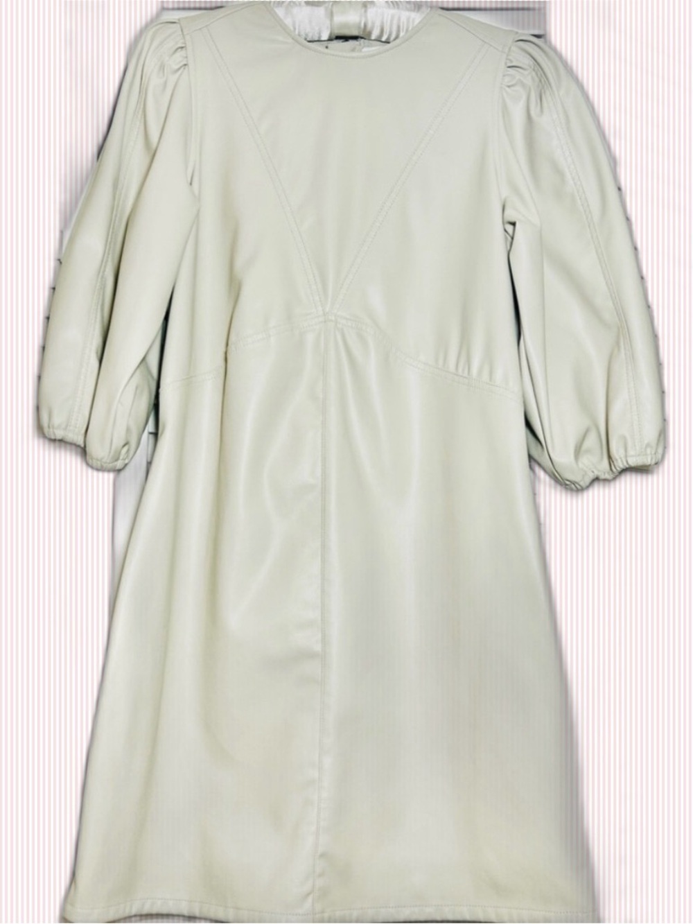 H&M Soft Pleather Cream Puff Sleeve Dress